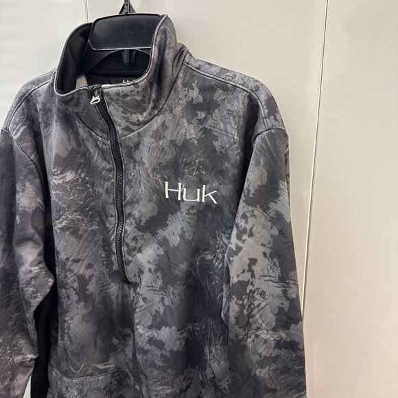 Mens HUK Performance Kryptek Cano 1/4 Zip Pullover Long Sleeve M With Pockets - Picture 2 of 11